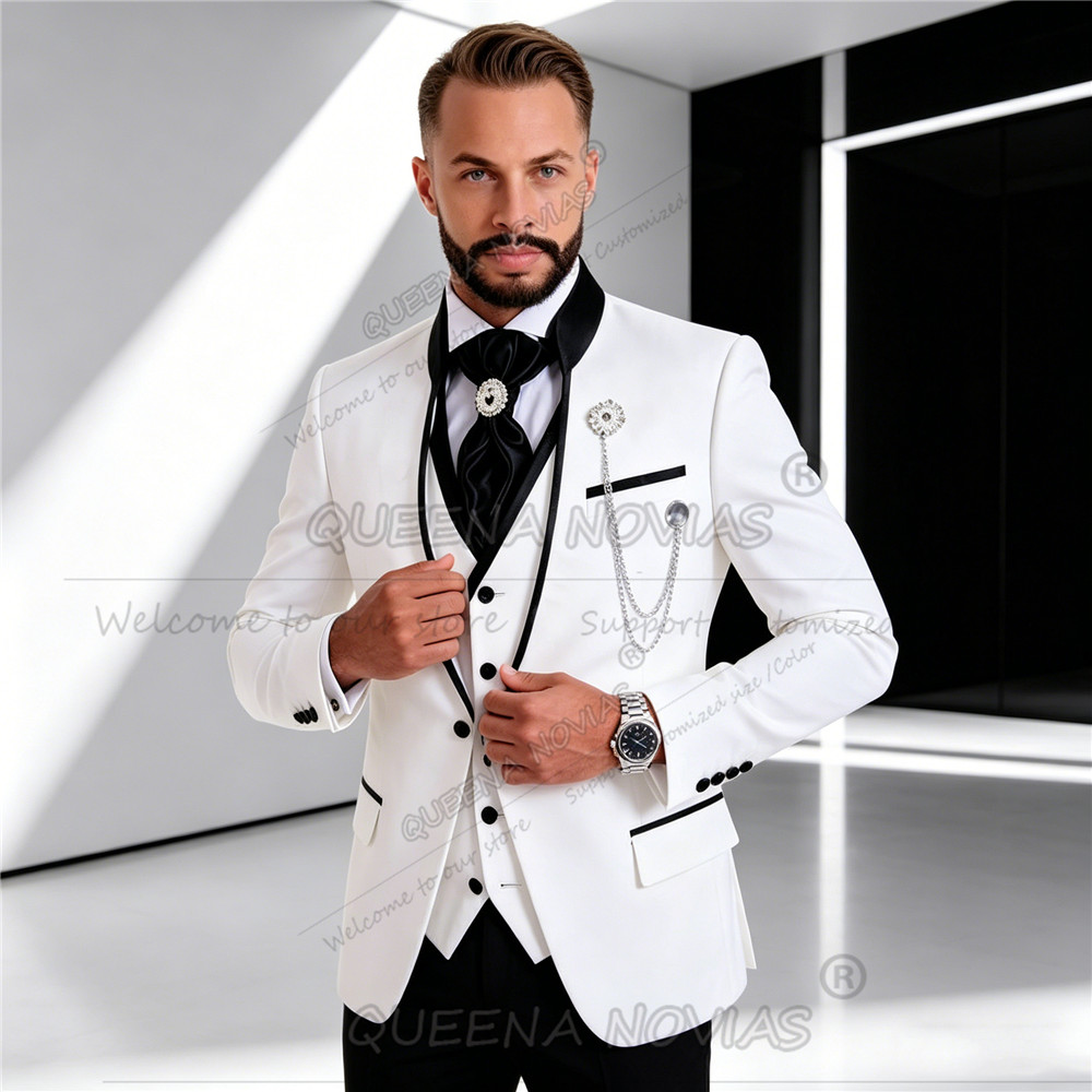 Men'S Formal Wear Attire - Elegant White Suit Men 3 Piece