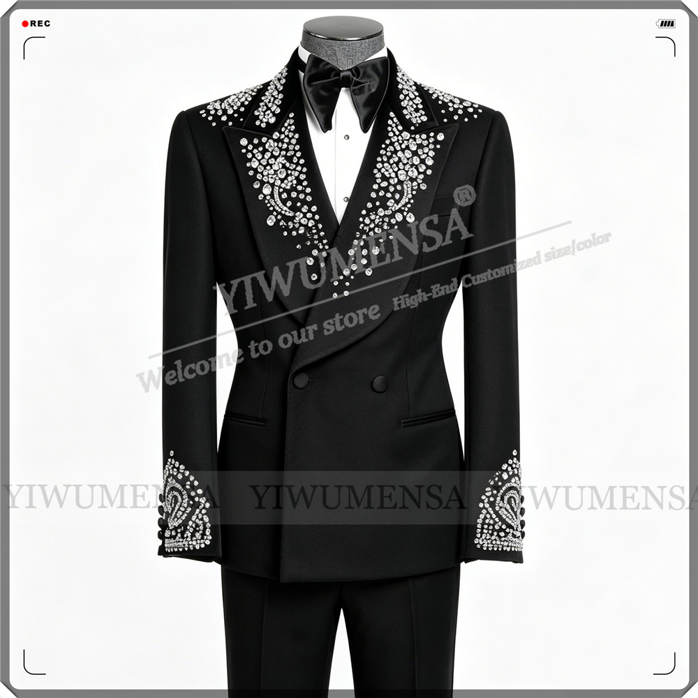 Men'S Formal Wear Attire - Luxury Wedding Suit For Man Rhinestones