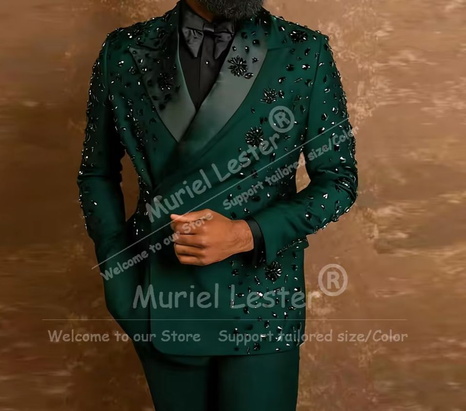 Men'S Formal Wear Attire - Exclusive Diamond Beaded Suit Men For