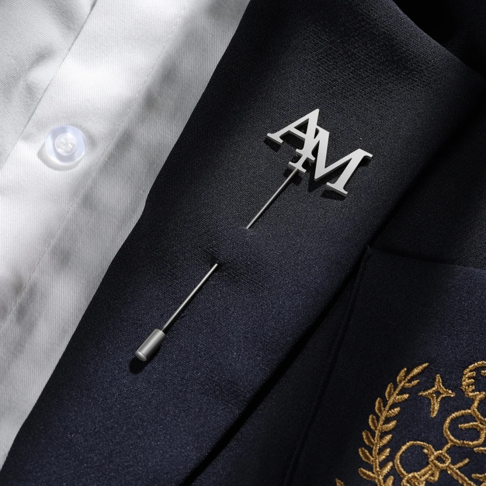 Custom Initials Brooch Men Sta - огляд і ціна Tuxedo Lapel Pin