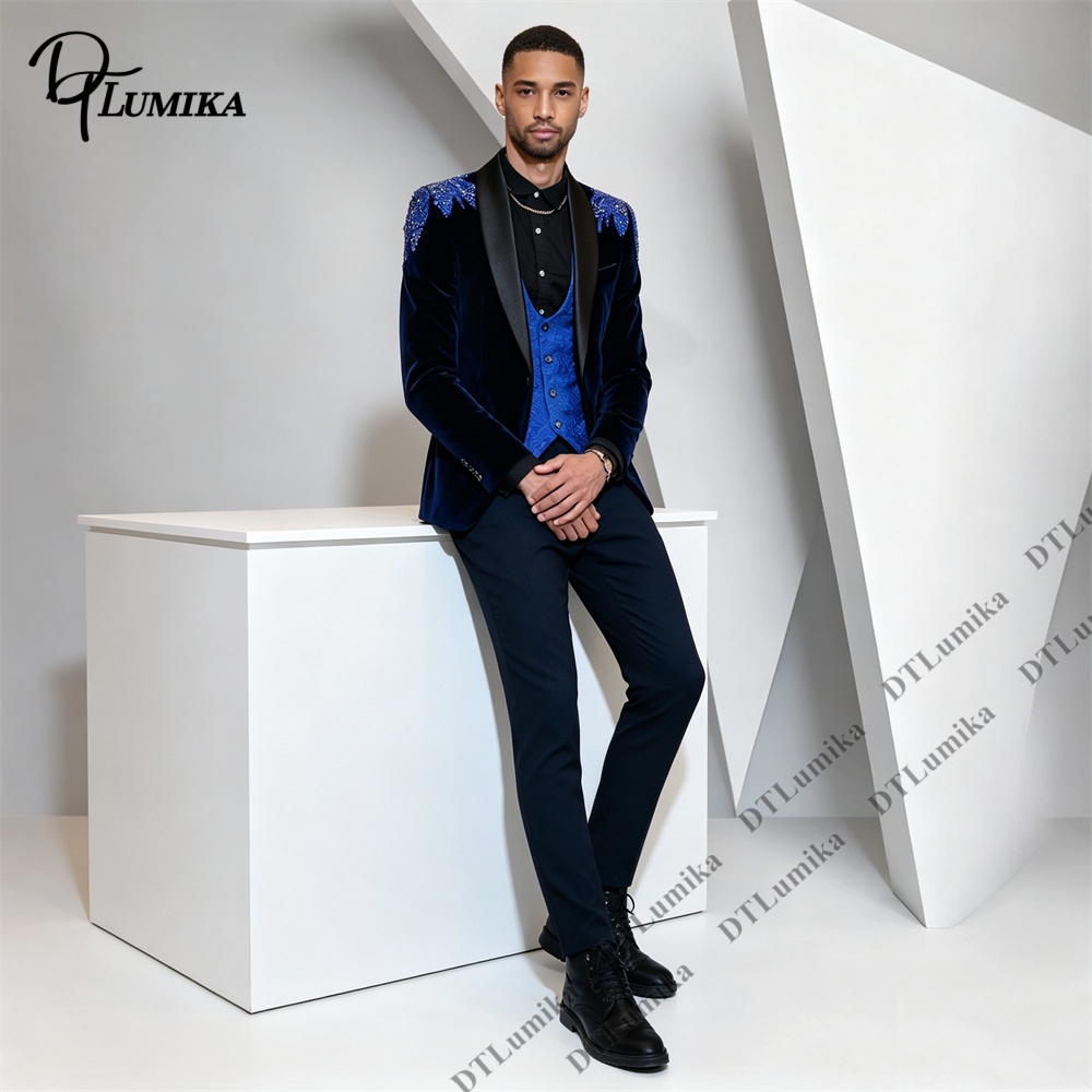 Peagent Men 3 Piece Velvet Sui - огляд і ціна Men Formal Wear Office