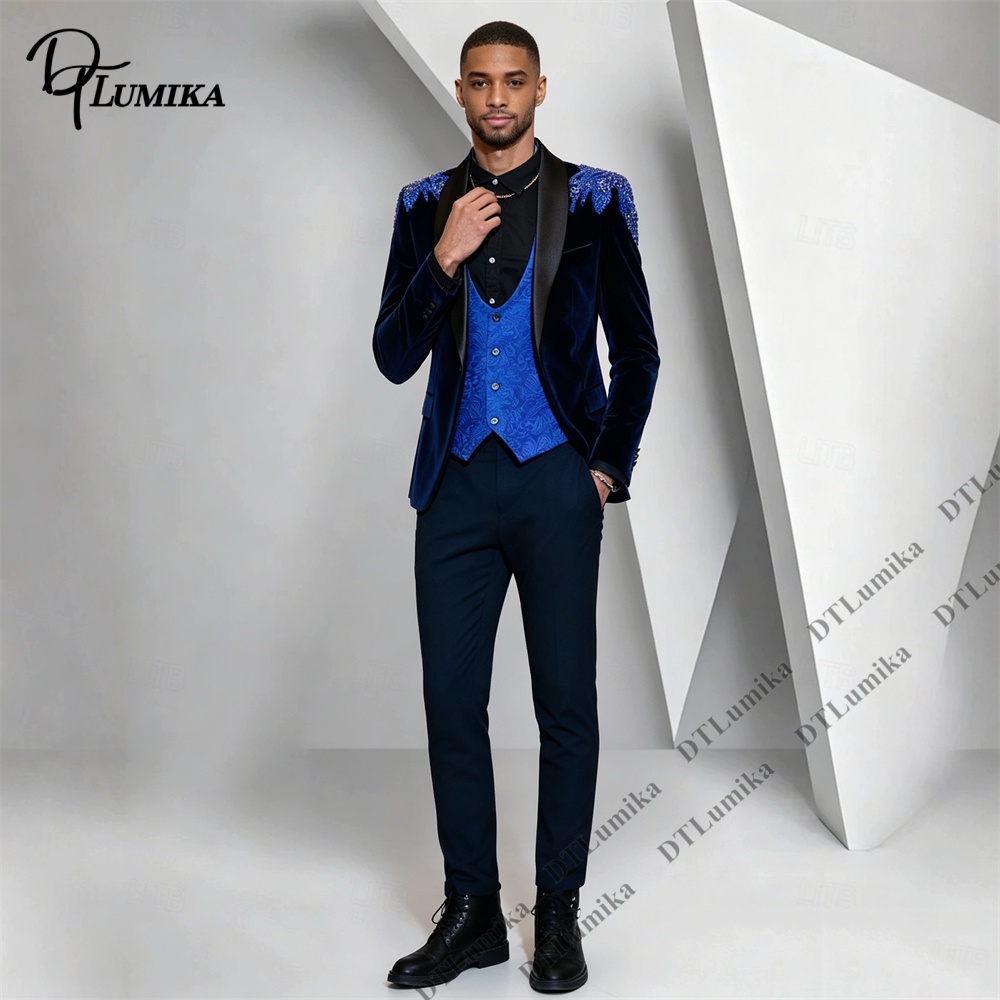 Peagent Men 3 Piece Velvet Sui - огляд і ціна Men Formal Wear Office