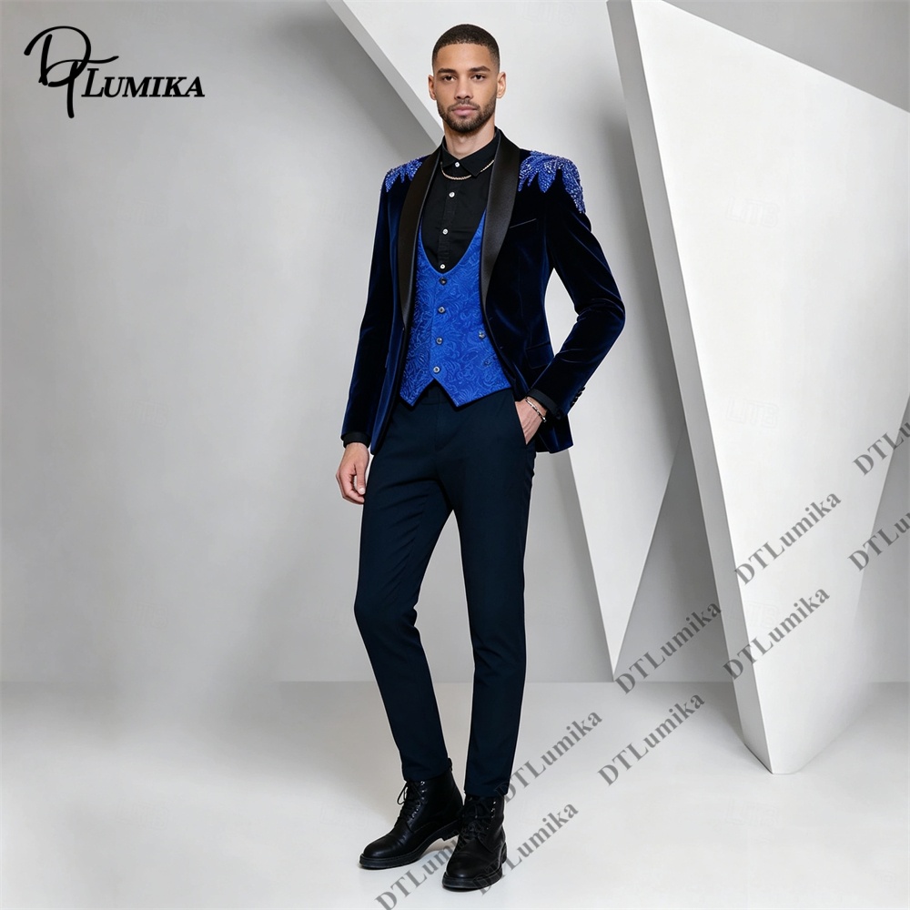 Peagent Men 3 Piece Velvet Sui - огляд і ціна Men Formal Wear Office
