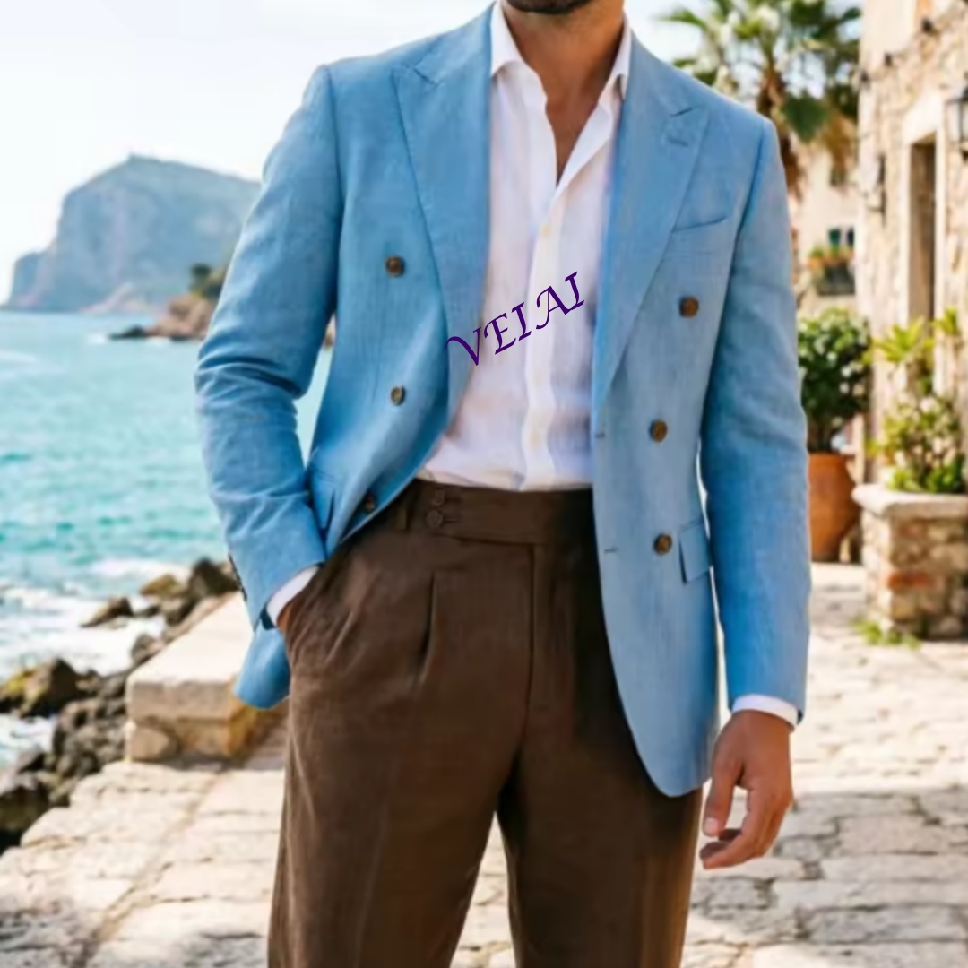 Customized 2 Piece Beige Linen - огляд і ціна Men'S Formal Wear Attire